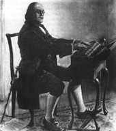 Benjamin Franklin an der Glasharmonika